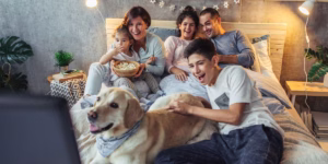 Family movie night with teens which is a family tradition
