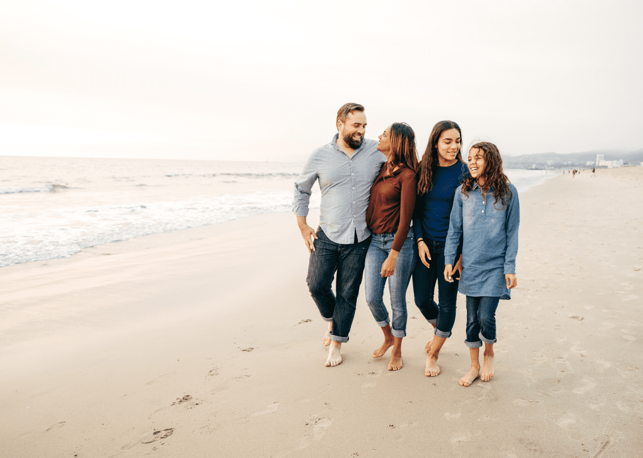 Family experiencing the beach together