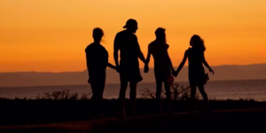 Memorable family experience of watching a sunset.
